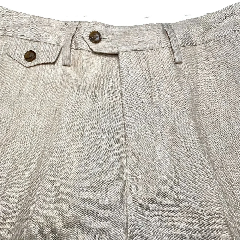 Bonobos Linen Pants 29x34 Slim Guabello Legend Flat Front Ivory Beige